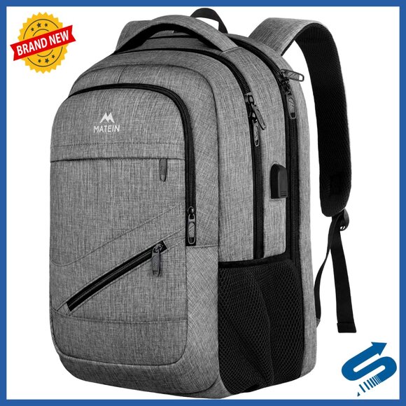 TSA Approved Laptop Backpack Water Resistant USB Charging Travel Commute Unisex